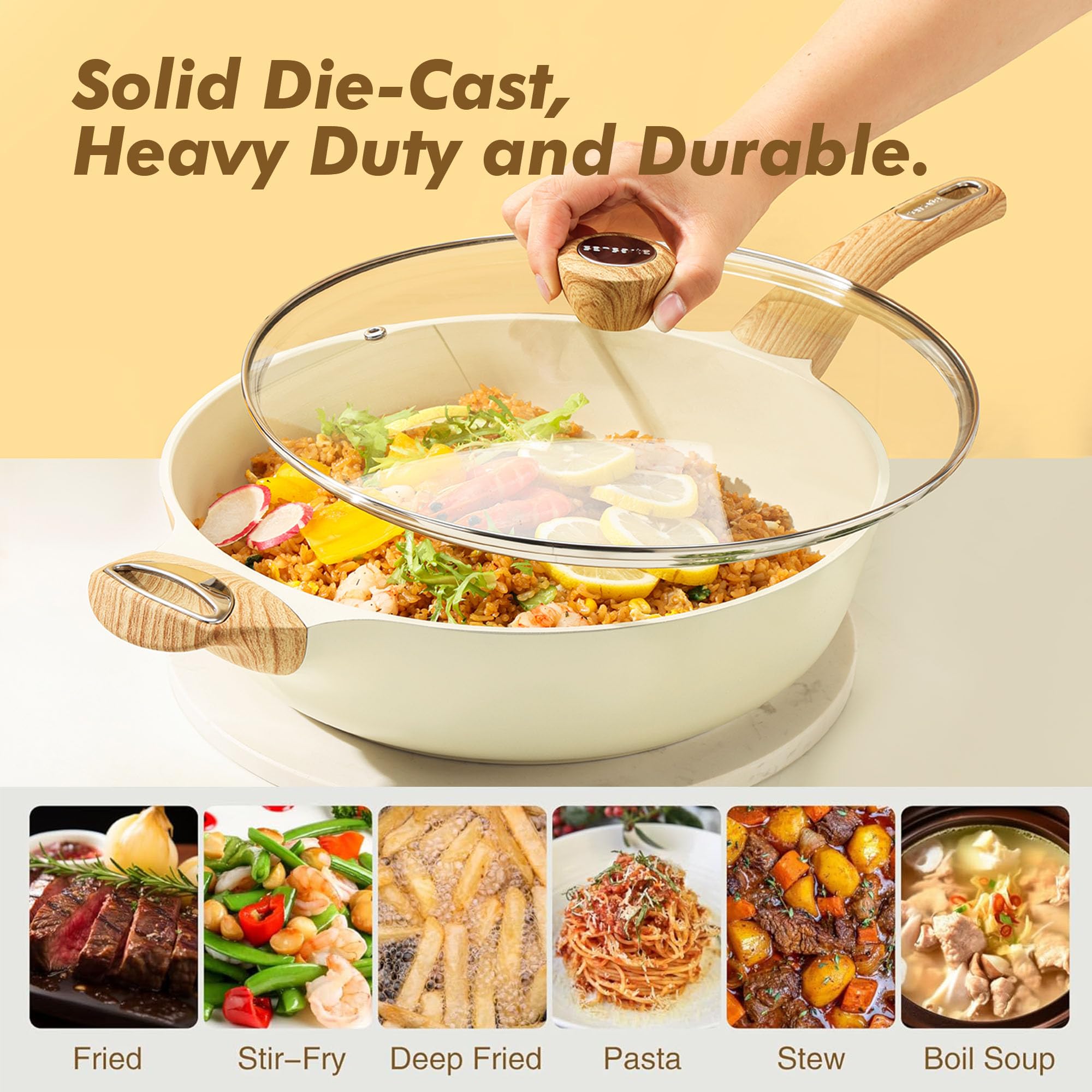 SENSARTE ceramic surface offers easy food release with less oil.
