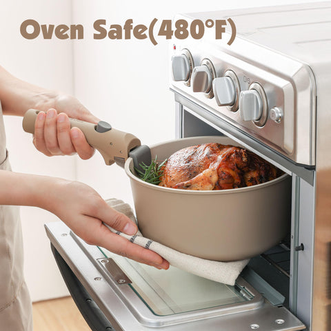 SENSARTE PFOA-free ceramic coating promotes safe, low-fat cooking.
