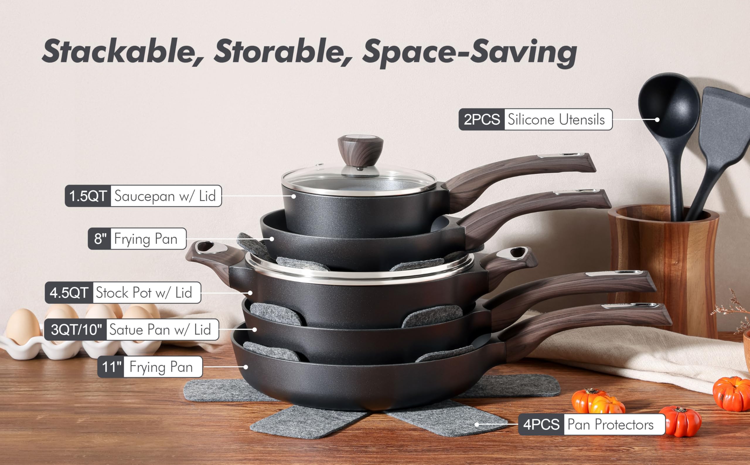 Sensarte pot protectors store neatly and protect surfaces.
