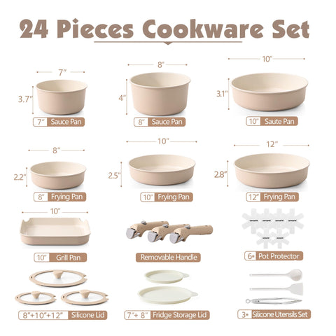 SENSARTE removable-handle cookware enabling easy detachment and space-saving organization.