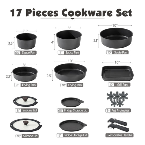 SENSARTE removable handle system makes storage and switching pans easy