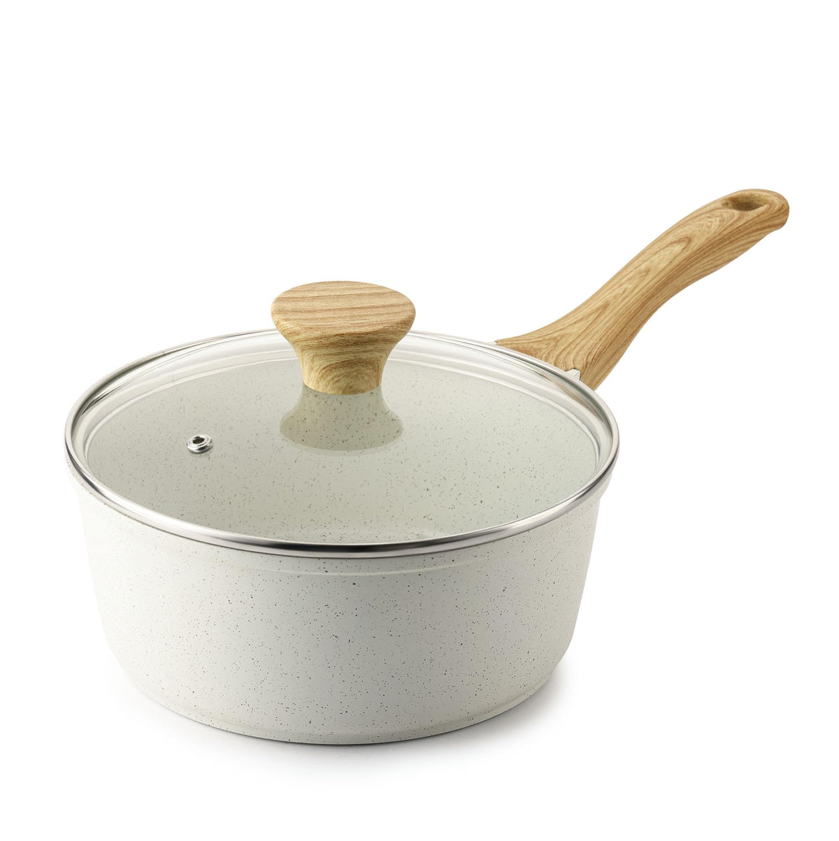 SENSARTE 2qt white saucepan with lid for quick meals and easy simmering