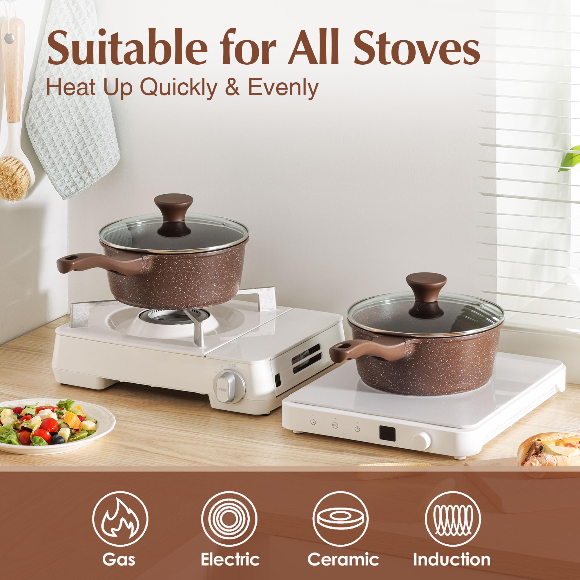 SENSARTE granite coating closeup highlights durable nonstick and easy cleanup.