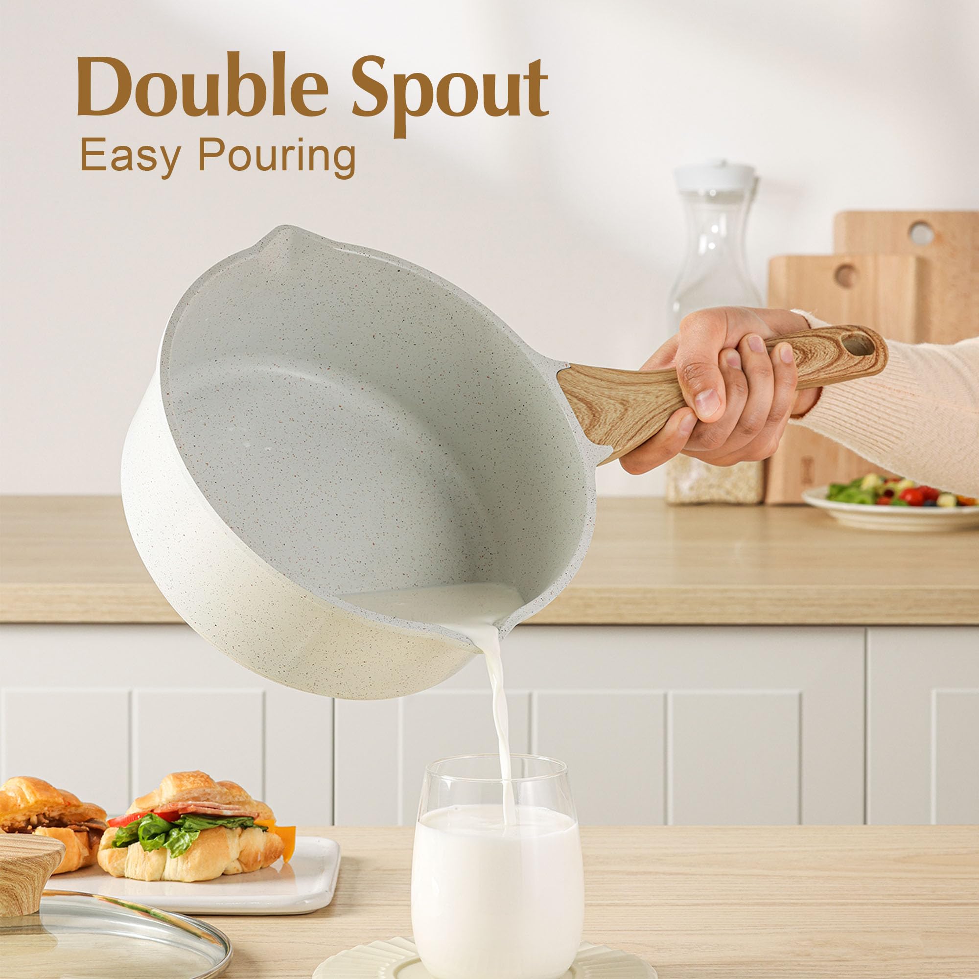 SENSARTE saucepan with stay-cool wooden handle for comfortable grip during cooking