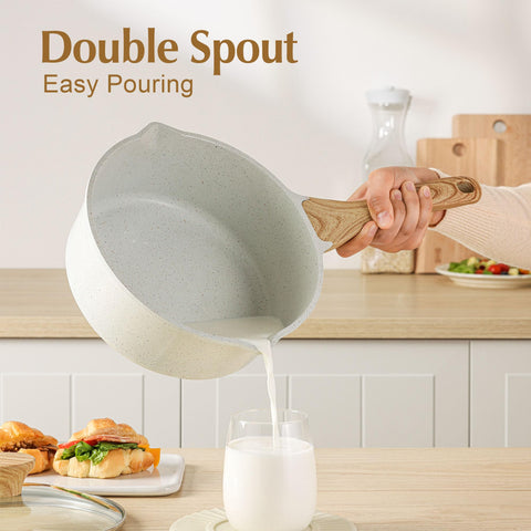 SENSARTE saucepan with stay-cool wooden handle for comfortable grip during cooking