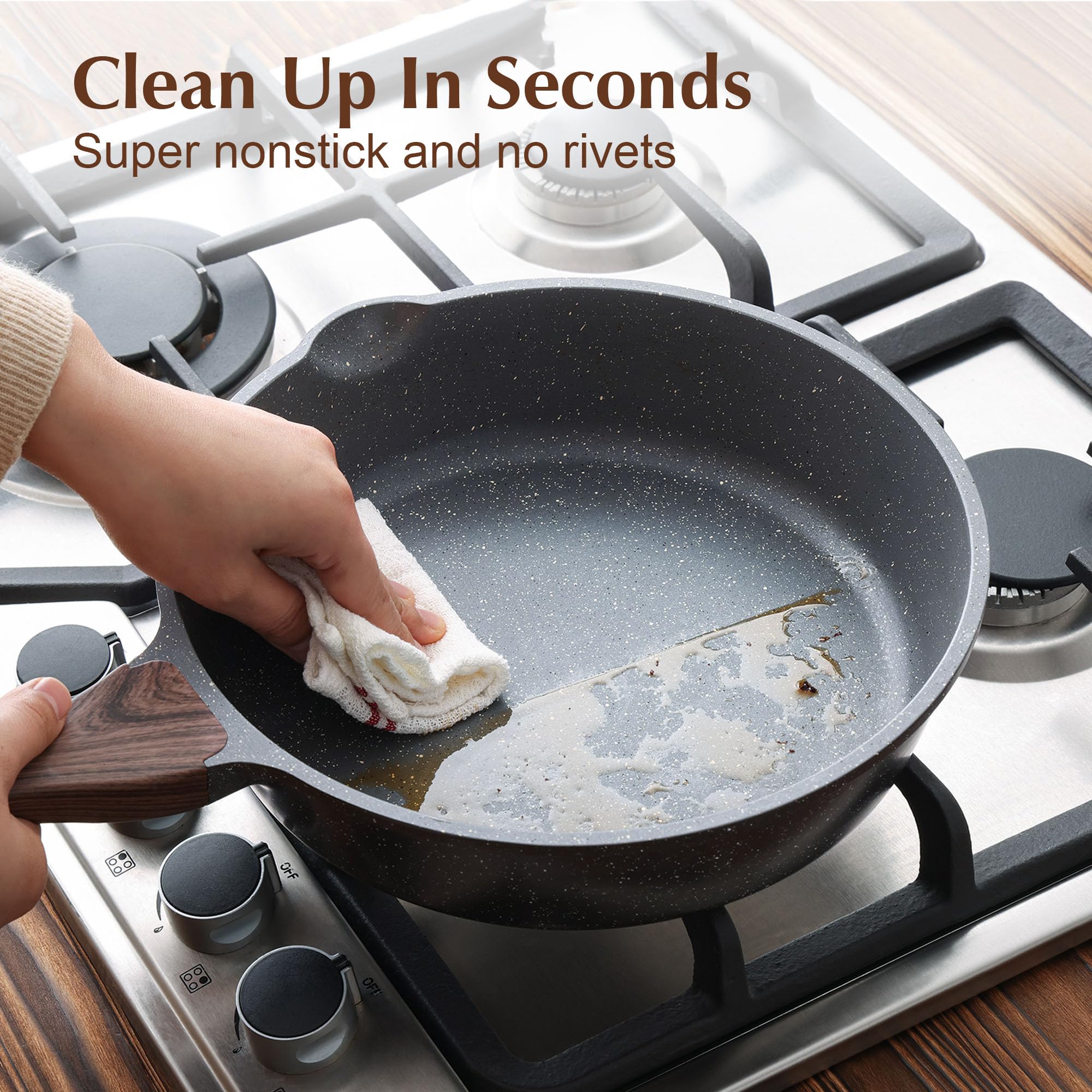 SENSARTE saute pan glass lid view showing monitoring cooking