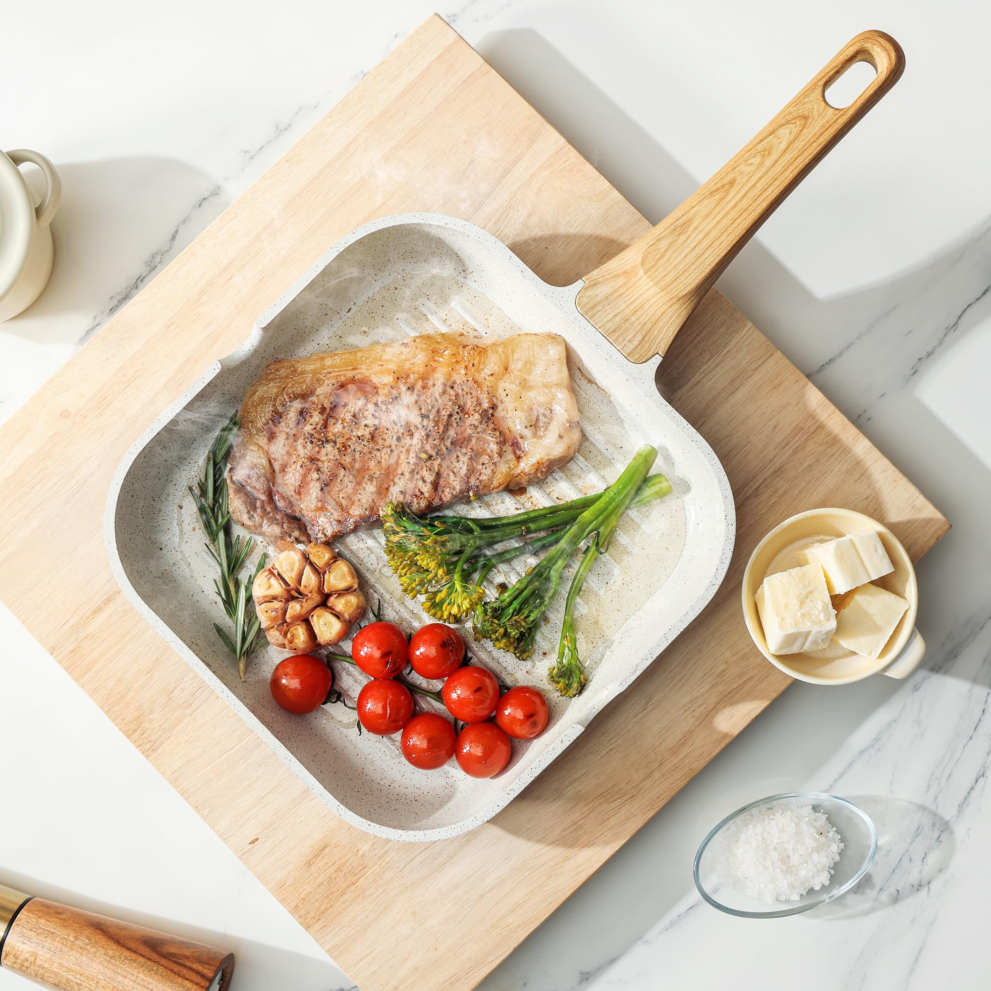 Sensarte silicone utensils set for safe stirring and serving.