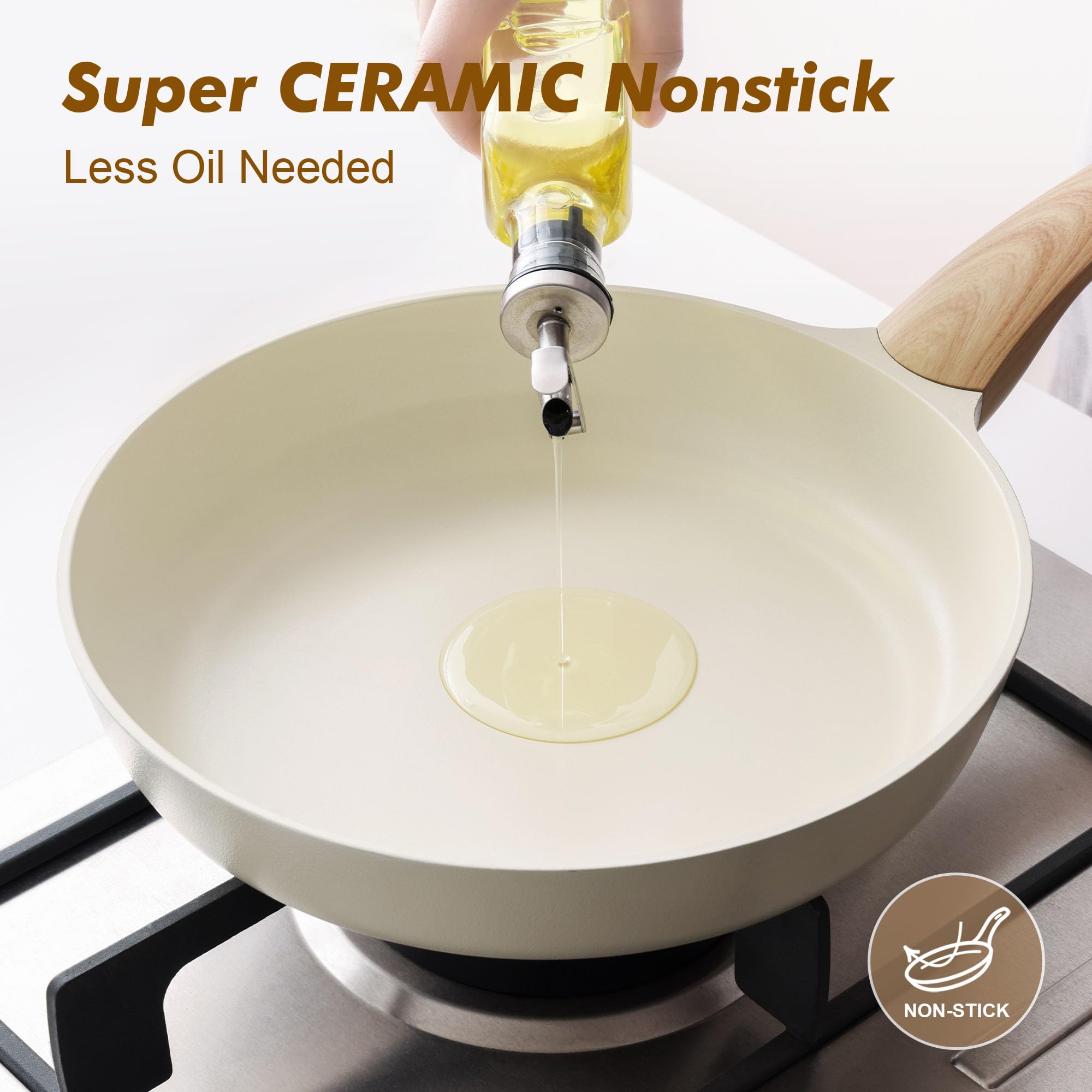 SENSARTE smooth nonstick surface minimizes sticking for quick meals.