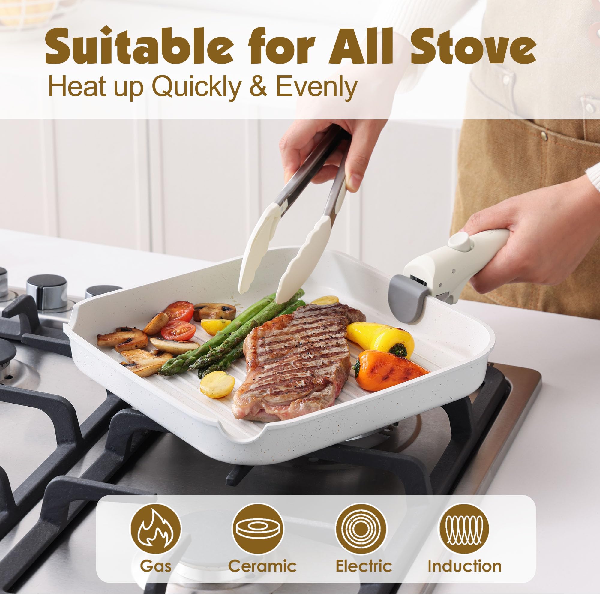SENSARTE stackable-pots-pans save cabinet space when stored.