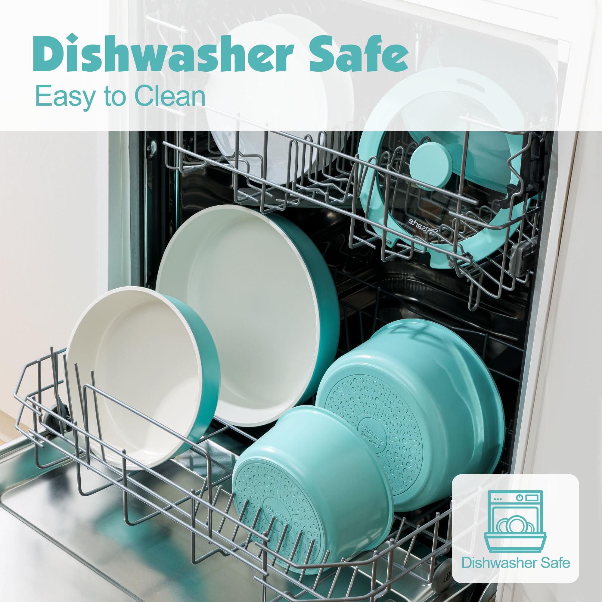 SENSARTE stackable pots and pans ideal for compact kitchen storage.