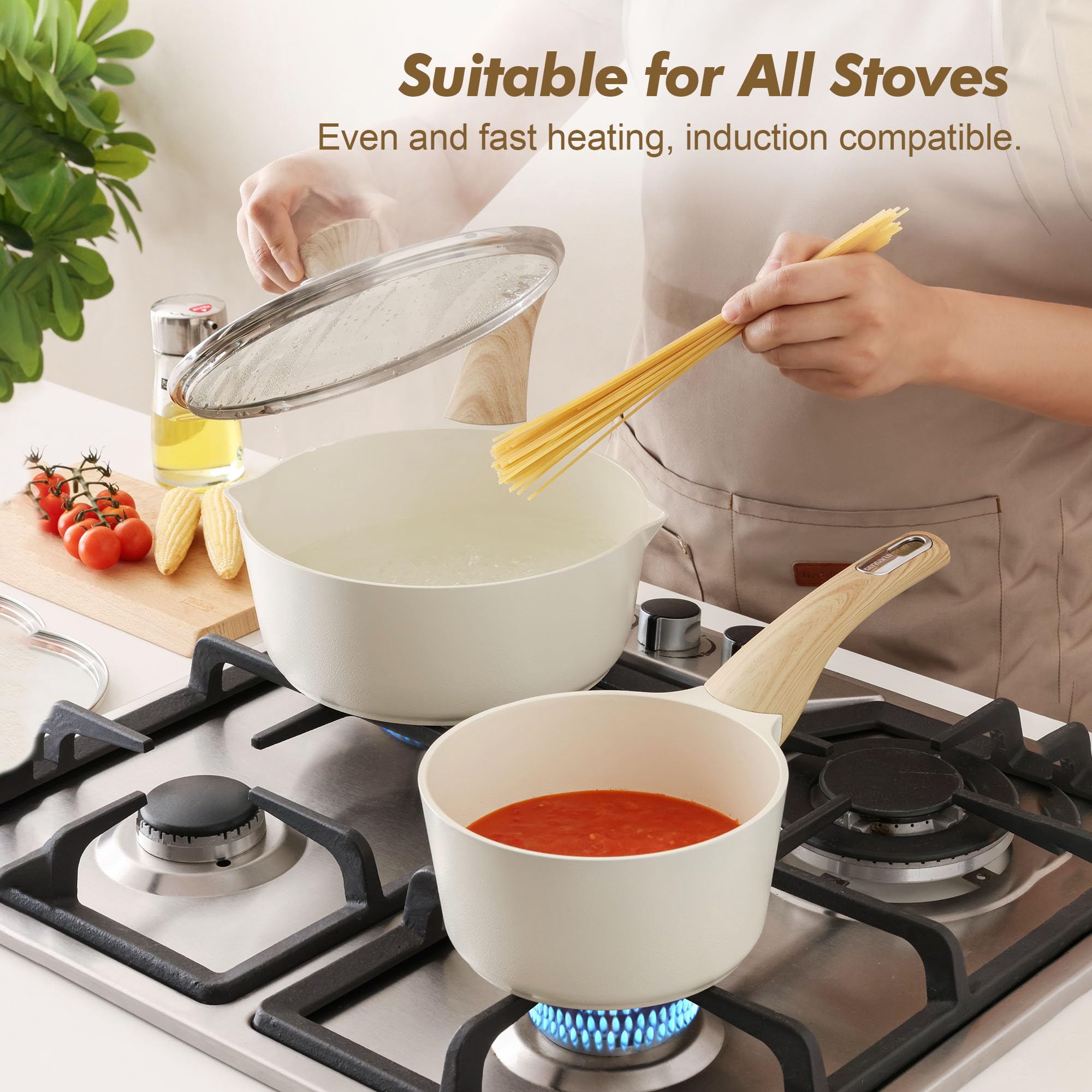 Stay-cool Bakelite handle on SENSARTE pan for safe grip