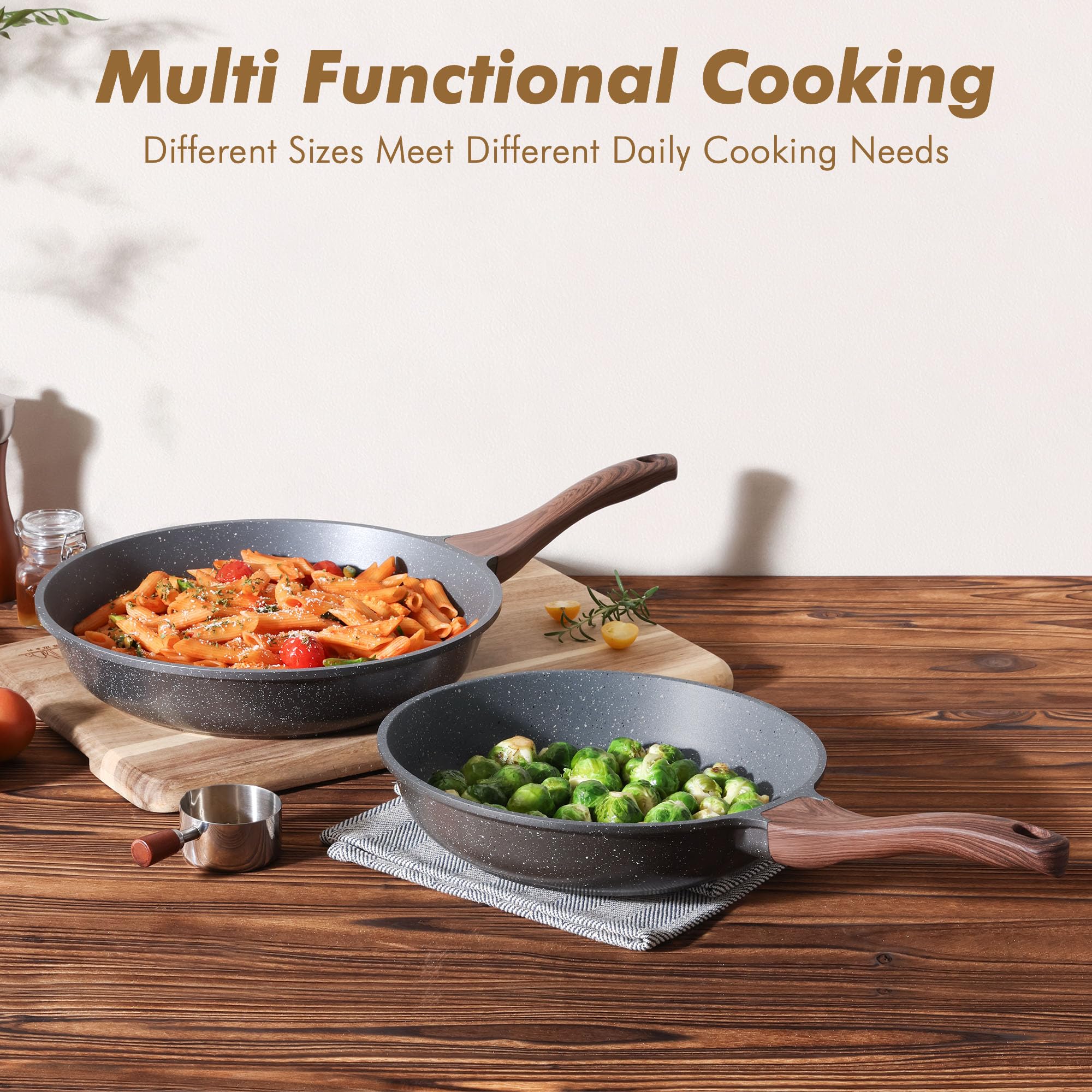 SENSARTE stay-cool handle design demonstrated during cooking.