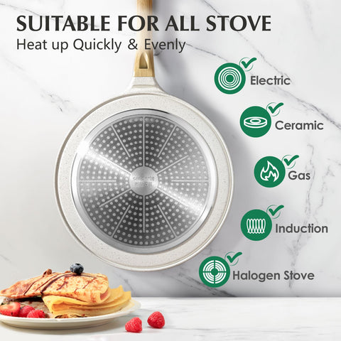 Sensarte stay-cool handle stays comfy while flipping.