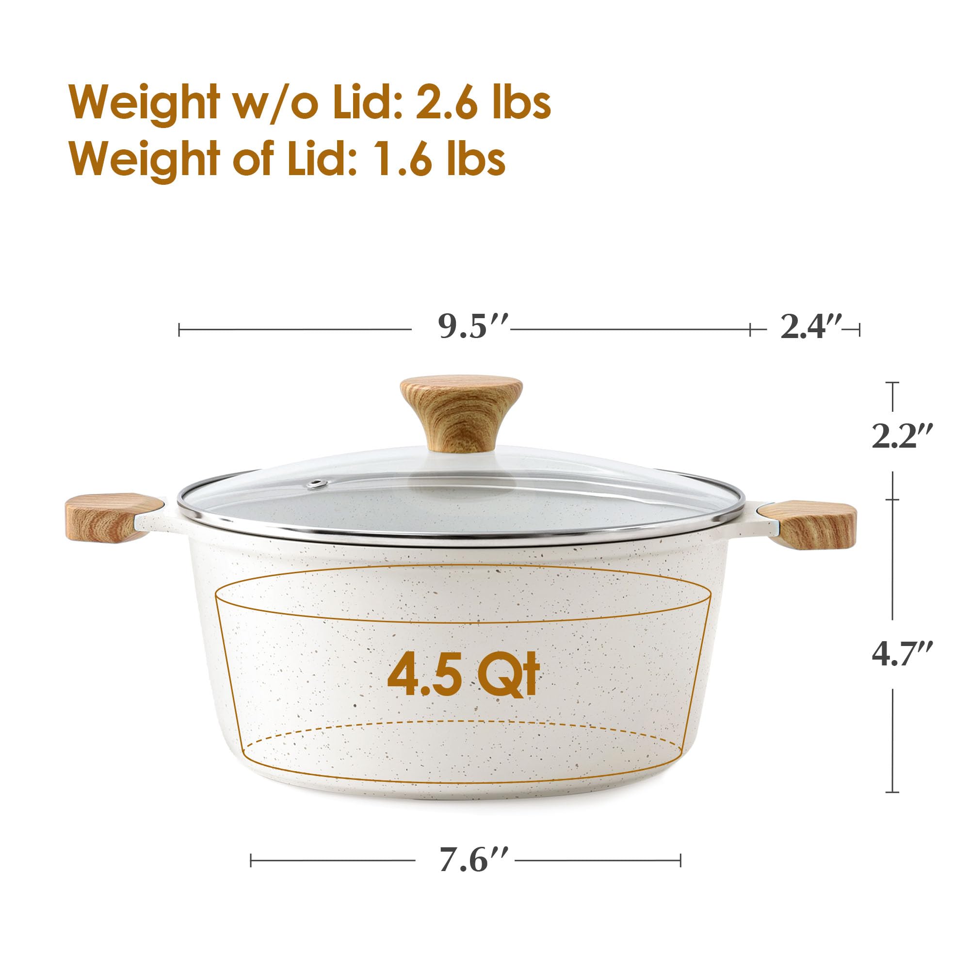 SENSARTE 4.5 qt stock pot on induction base for even heating
