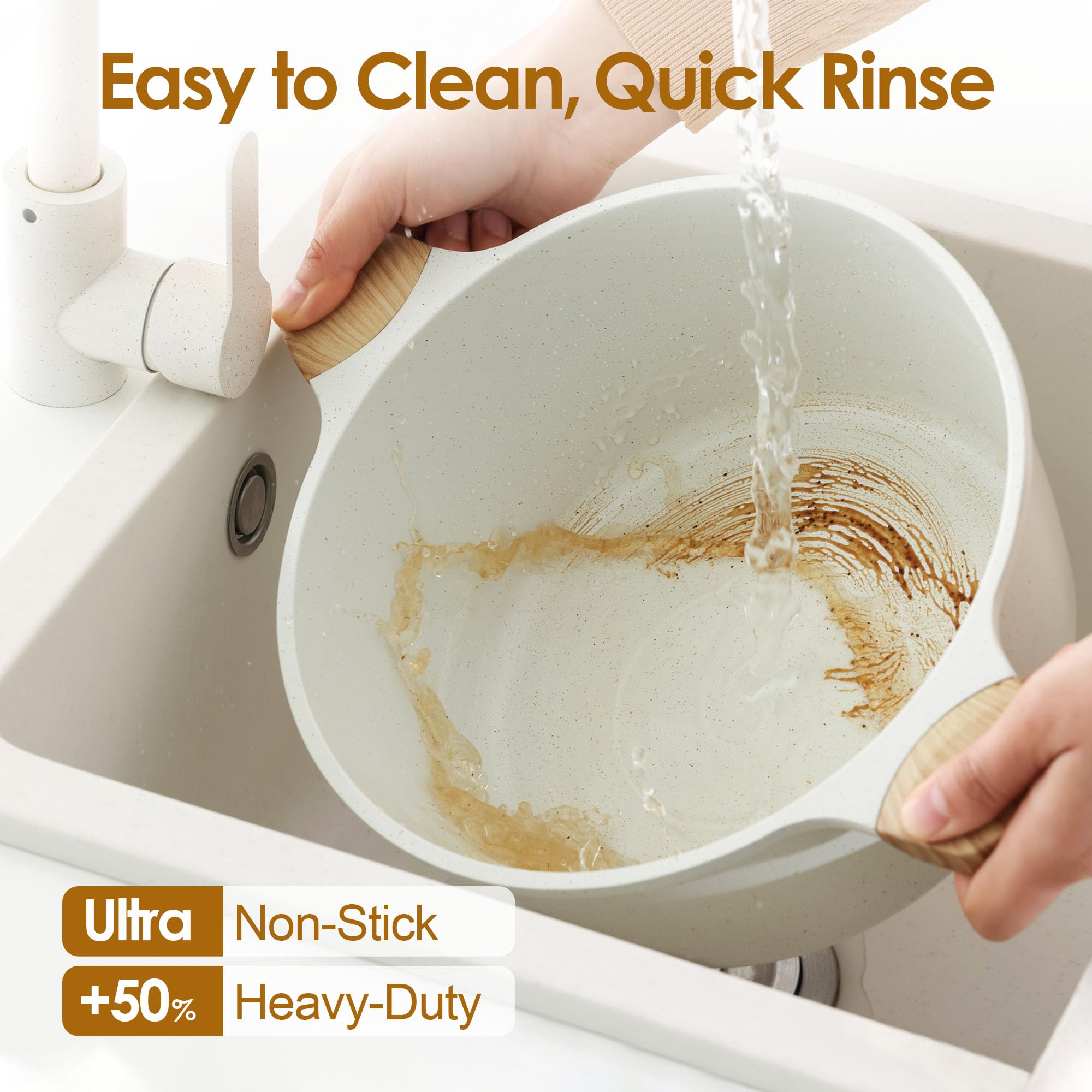 SENSARTE stock pot with no rivets cleans quickly after use