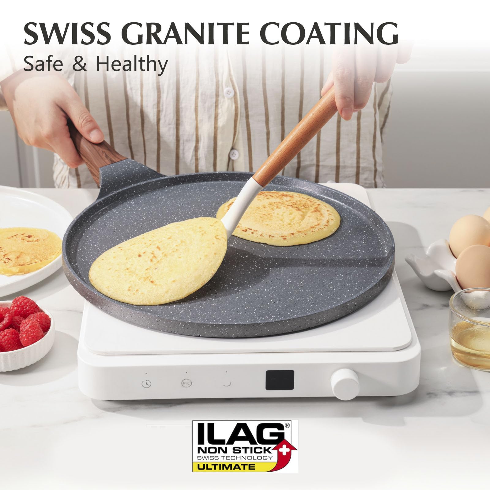 SENSARTE Swiss granite coating close-up highlighting durable nonstick surface