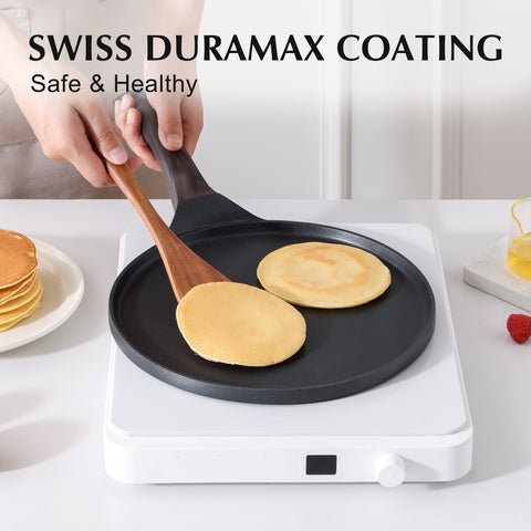 Sensarte pan features Swiss granite coating for durable nonstick performance