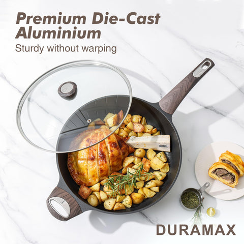 SENSARTE tempered glass lid offers visibility while simmering.