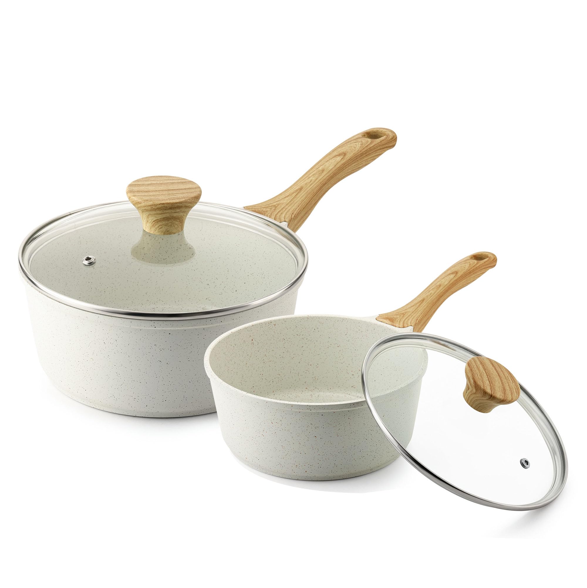 SENSARTE white ceramic saucepan front view, ideal for simmering sauces with even heat