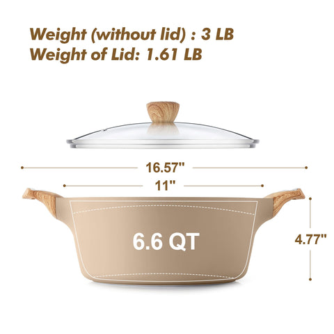SENSARTE wood-grain handle and glass lid support safe cooking and monitoring.
