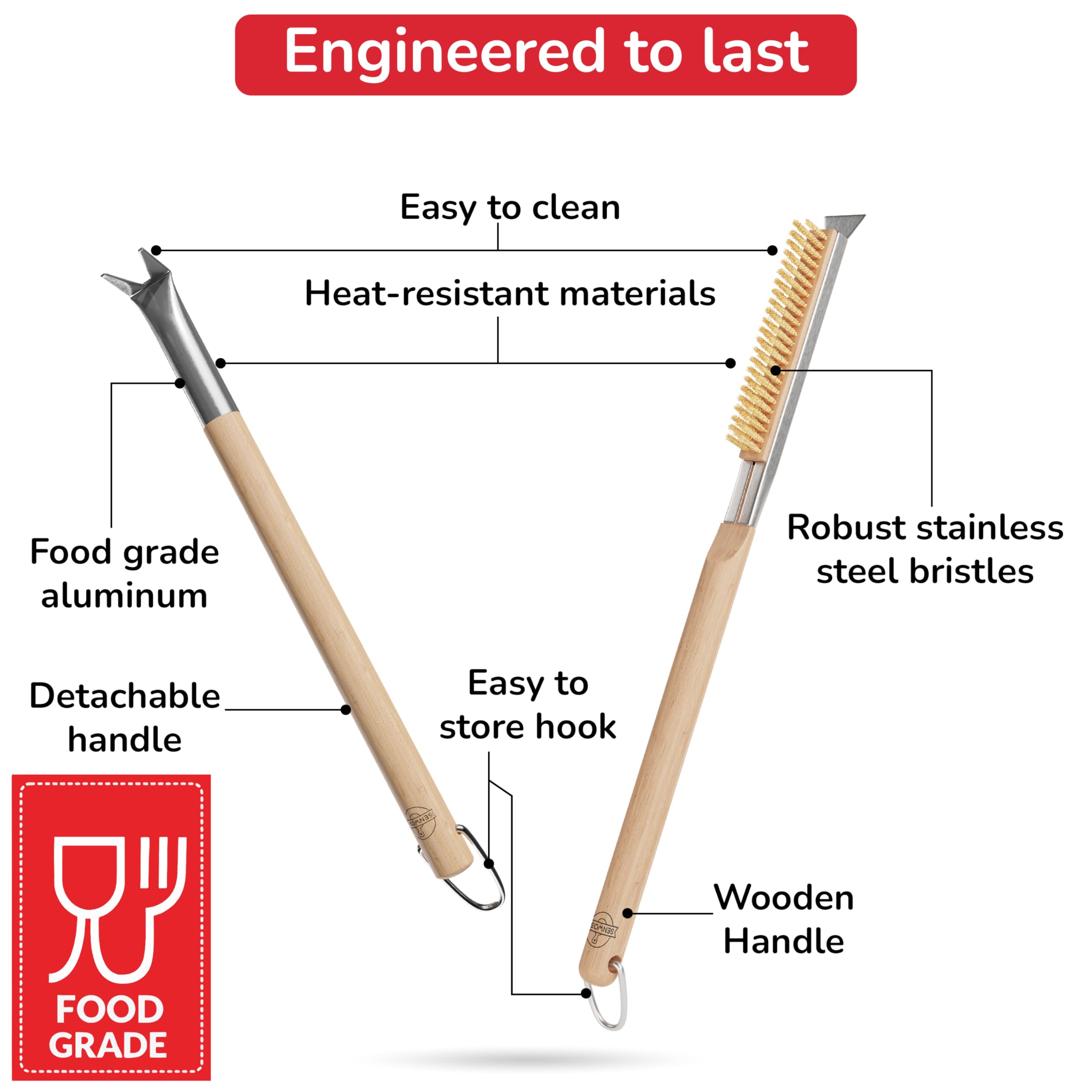 Senwosa 22-inch brush handle keeps hands safely away from heat