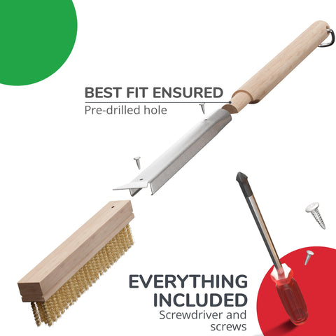 Senwosa all-in-one pizza oven tool ready to sweep and scrape.