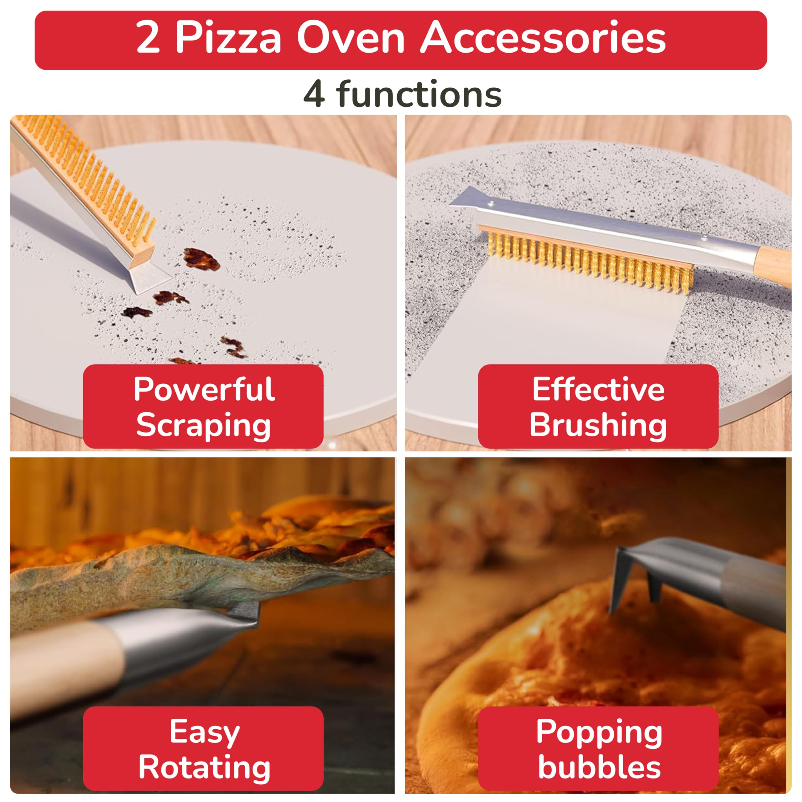 Senwosa pizza oven turning fork assists precise pizza rotation