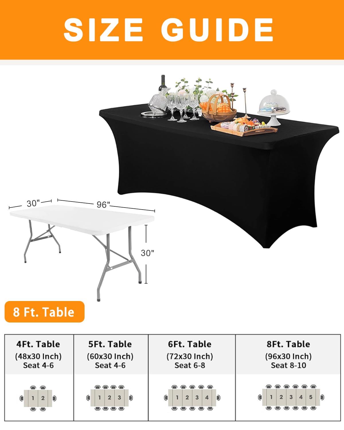 SEPARO banquet setup with black fitted tablecloth creates cohesive event styling.