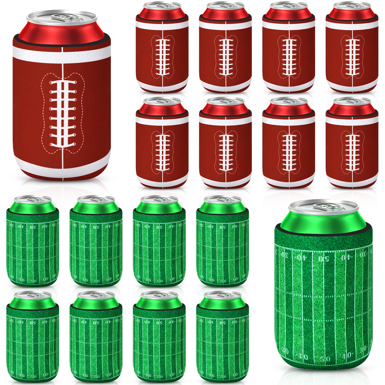 SEPGLITTER football can cooler sleeve with classic pattern keeps drinks cold on game day