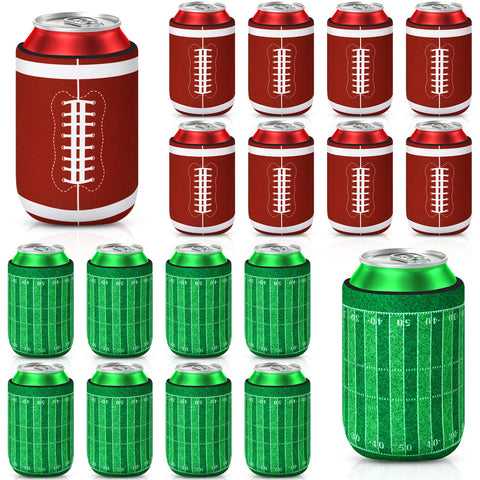 SEPGLITTER football can cooler sleeve with classic pattern keeps drinks cold on game day