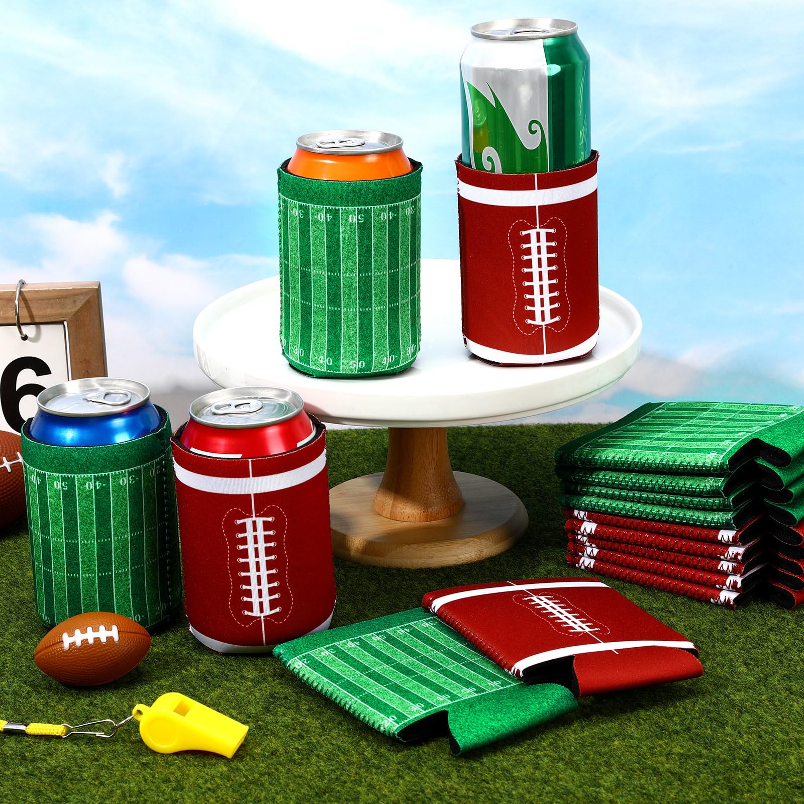SEPGLITTER football can cooler sleeve collapsible design travels easily