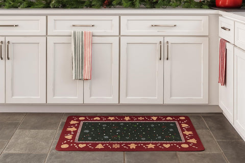 Serafina Home anti-fatigue cushioning supports feet and back during meal prep.