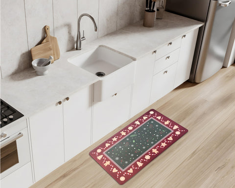 Serafina Home mat features a gingerbread border for charming holiday décor and easy cleanup.