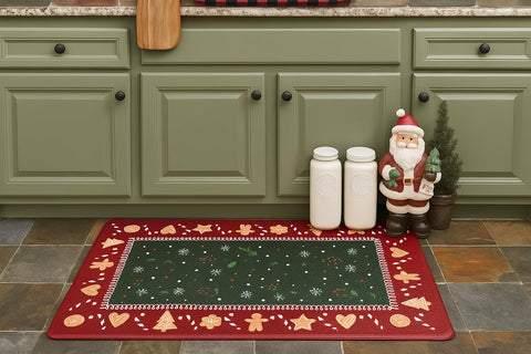 Serafina Home non-slip backing helps keep the mat in place on most kitchen floors.