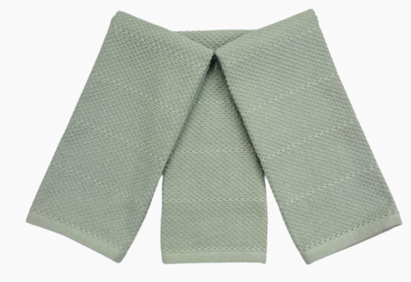 Serafina Home Sage Green towels 18x28 inches shown in oversized view