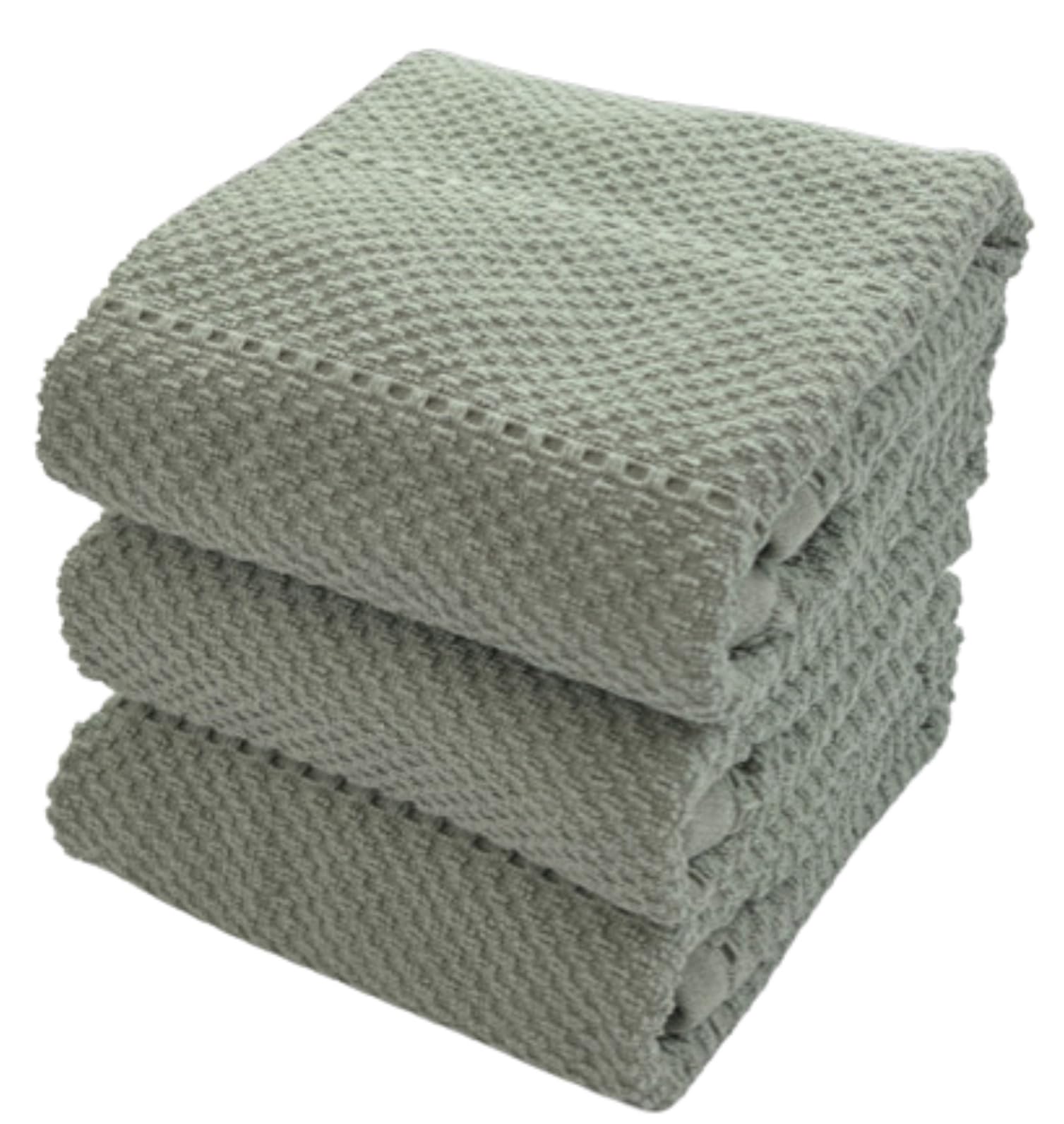 Serafina Home Sage Green kitchen towels on rack absorbent and quick-drying for busy kitchens