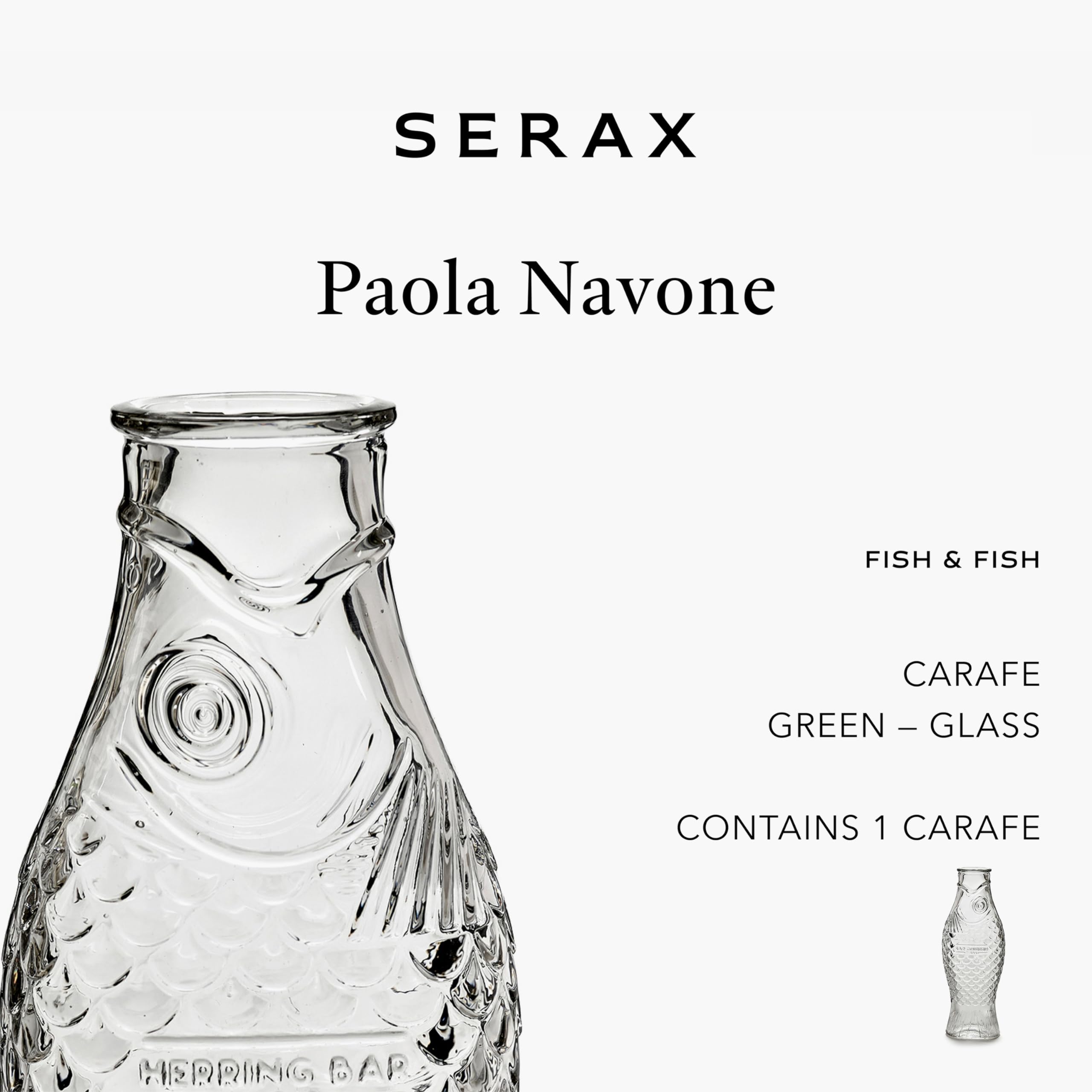 Serax Fish & Fish glassware pitcher complements aperitifs and tastings.