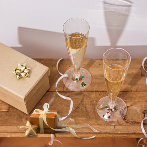 Serendipity gold Christmas Tree wine charm brightens any party
