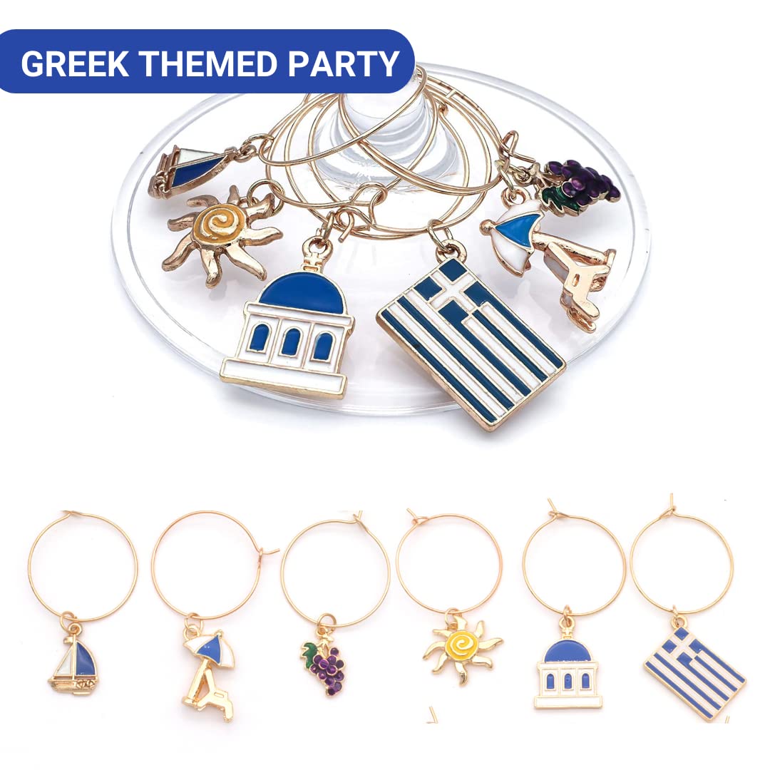 Serendipity Greek wine charms boat motif complements nautical gatherings