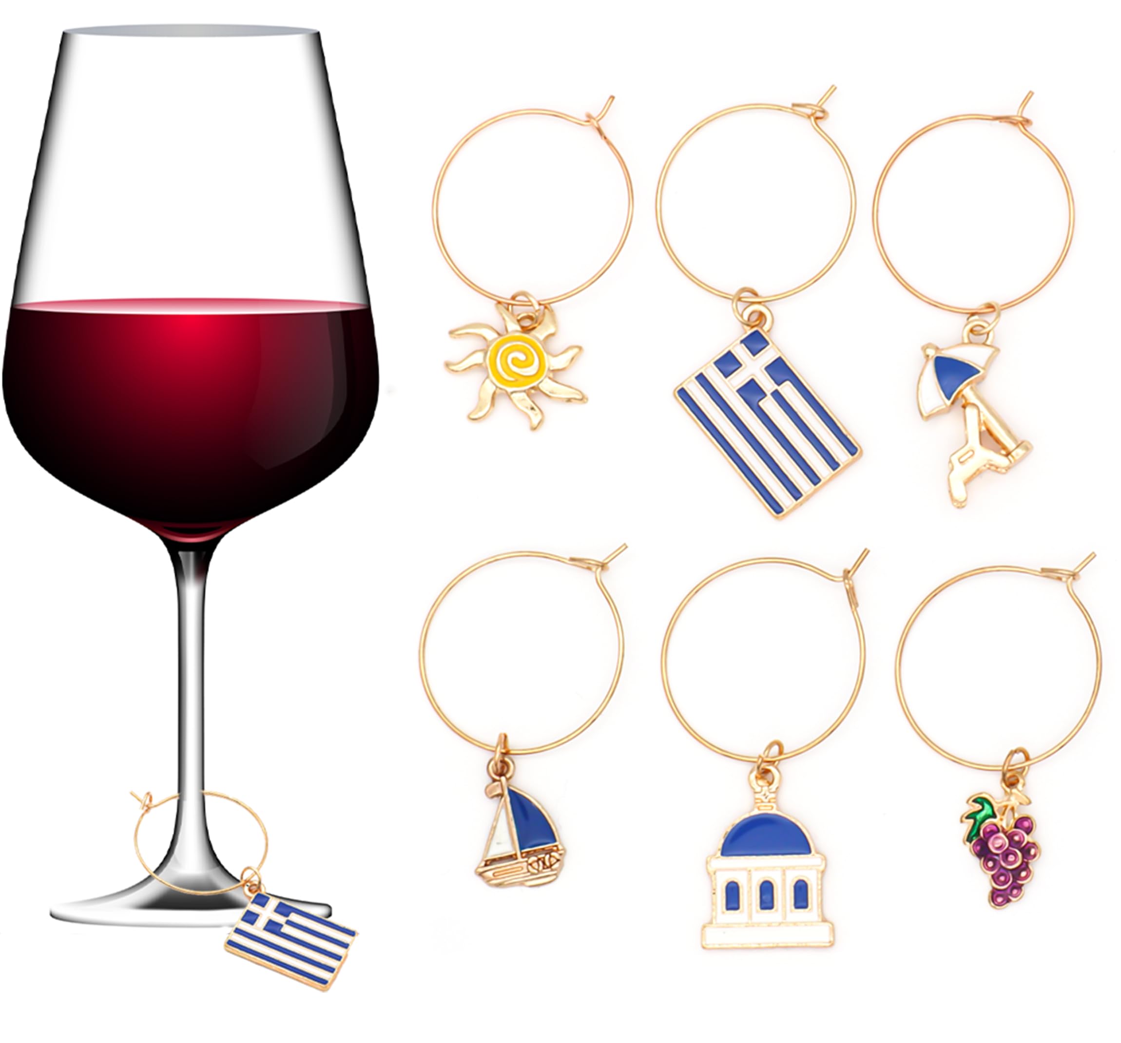 Serendipity Greek wine charms Santorini chapel evoke Grecian charm for celebrations