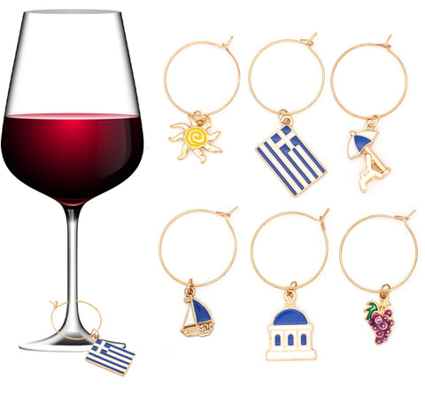 Serendipity Greek wine charms Santorini chapel evoke Grecian charm for celebrations