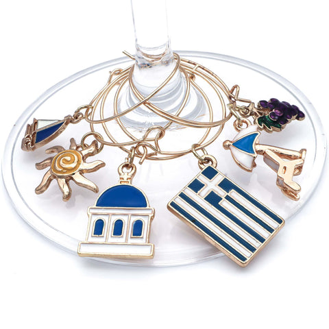 Serendipity Greek wine charms sun design adds bright accent to drinks