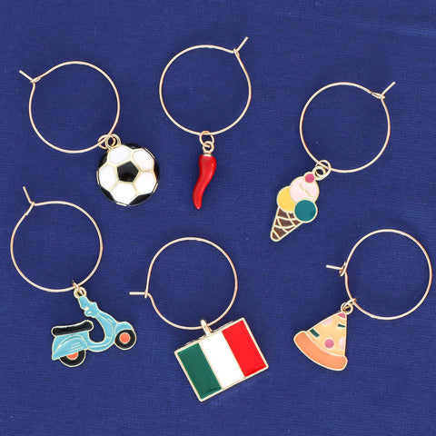 Serendipity gelato charm close-up; adds Italy-inspired flair to your wine glass.