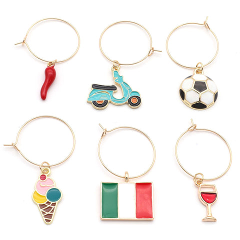 Serendipity Italian horn charm close-up; a tasteful gift for wine lovers.