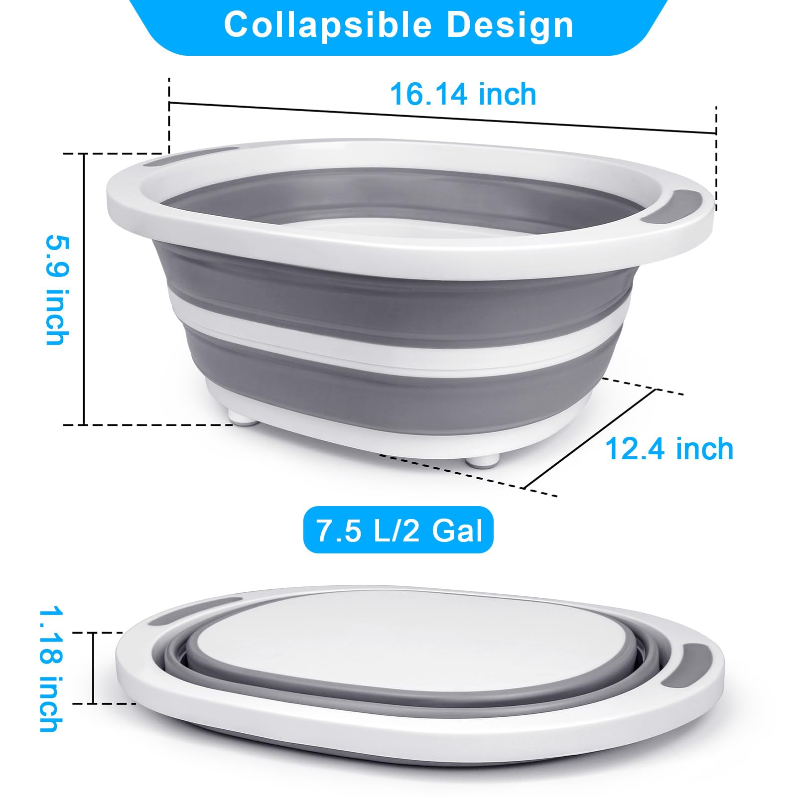 Seropy foldable tub with dual handles for easy transport.