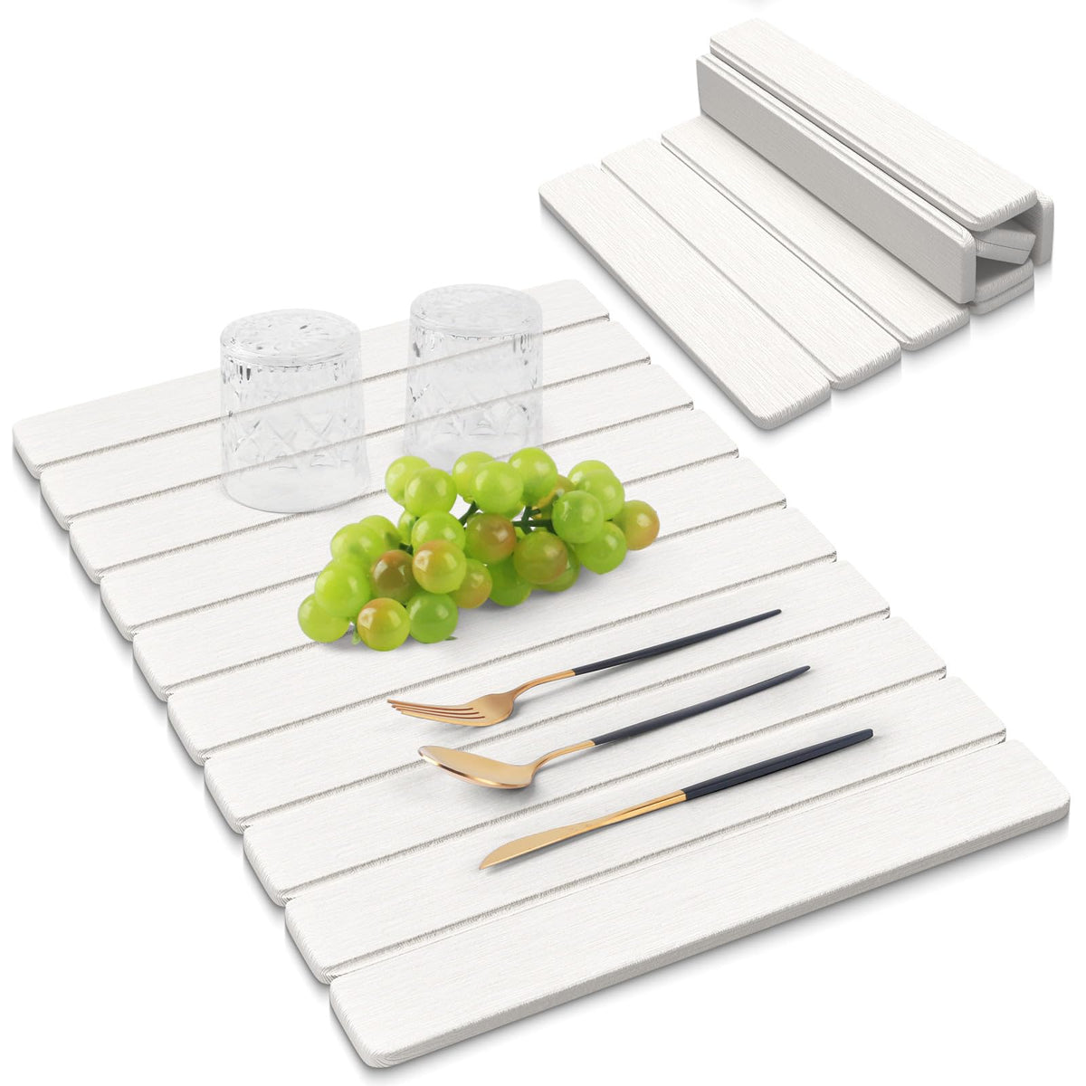 Seropy large stone drying mat on kitchen counter for fast drying.