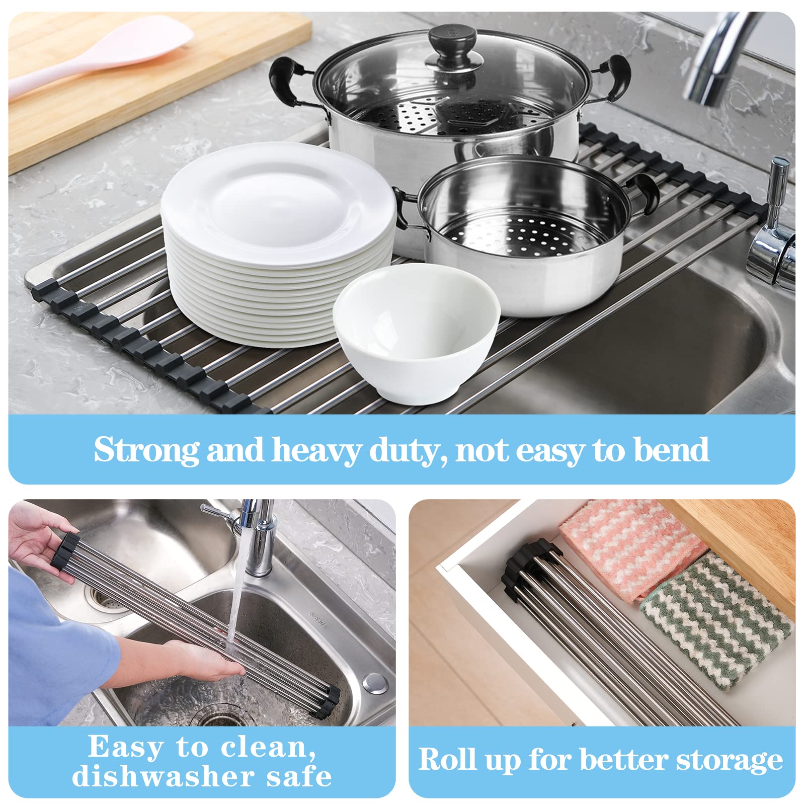 Seropy multi-functional rack doubles as a colander or cooling rack.
