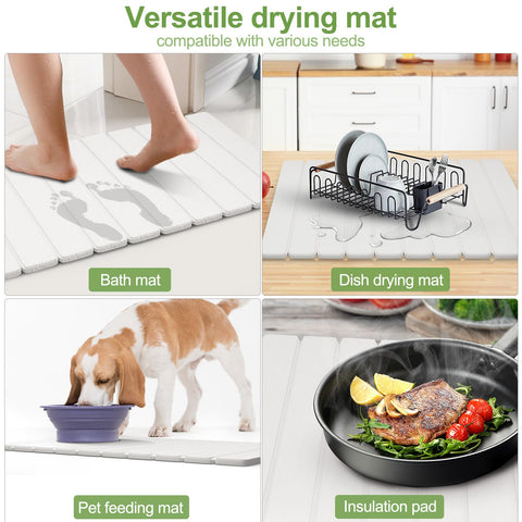 Seropy pearl white drying mat adds sleek decor while protecting surfaces.