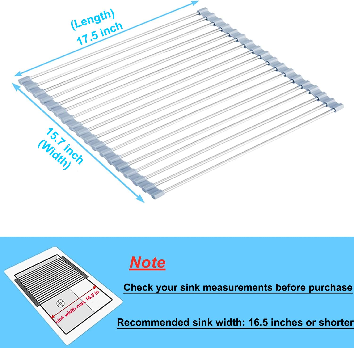 Seropy over-sink roll-up rack expands counter space for cookware and prep.