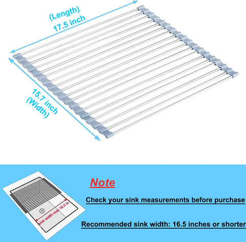 Seropy over-sink roll-up rack expands counter space for cookware and prep.